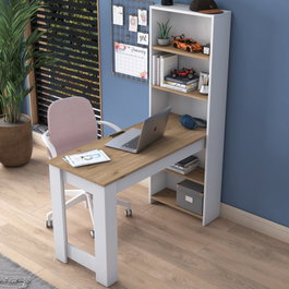 Hanah Home HA106 - 2493 Escritorio de Estudio Blanco y Nogal